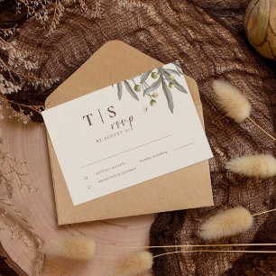 Cartão RSVP Boho Wedding Beige Botânico