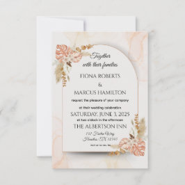 Cartão RSVP Boho Wedding - Floral Russo Elegante