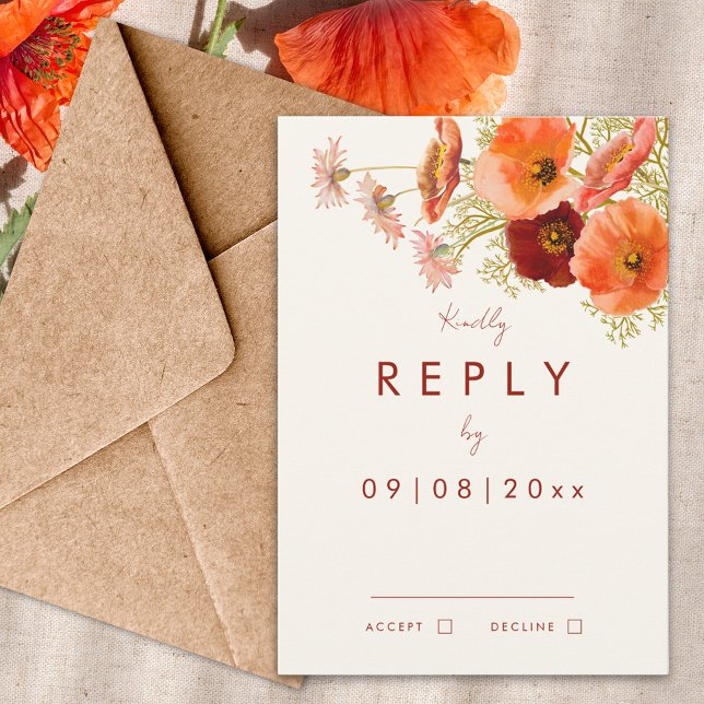 Cartão RSVP Boho Wildflower Casamento outono Reply (Boho wildflower fall wedding invitation rsvp enclosure card)
