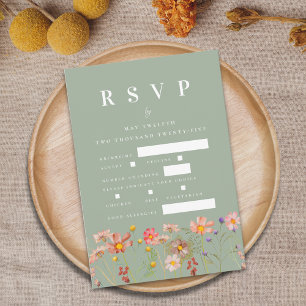 Cartão RSVP Boho Wildflower Farinha Opções de refeição floral