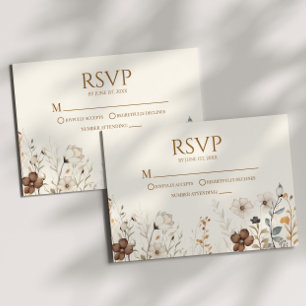 Cartão RSVP Boho Wildflower Flower Wild Casamento Floral
