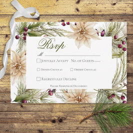 Cartão RSVP Boho Winter Greenery Boughs White