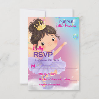 Cartão RSVP Bola Princesa Roxa