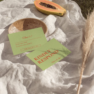 Cartão RSVP Bold Colorful Retro Funky Modern Bright Casamento