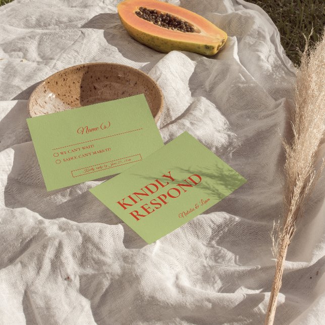 Cartão RSVP Bold Colorful Retro Funky Modern Bright Casamento (Criador carregado)