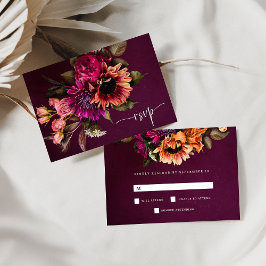 Cartão RSVP Bold Floral | Casamento Dramático e Elegante