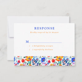 Cartão RSVP Bold Folk Floral Fiesta Wedding