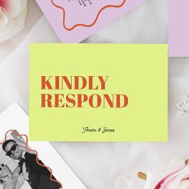 Cartão RSVP Bold moderno Retro Funky Bright Casamento