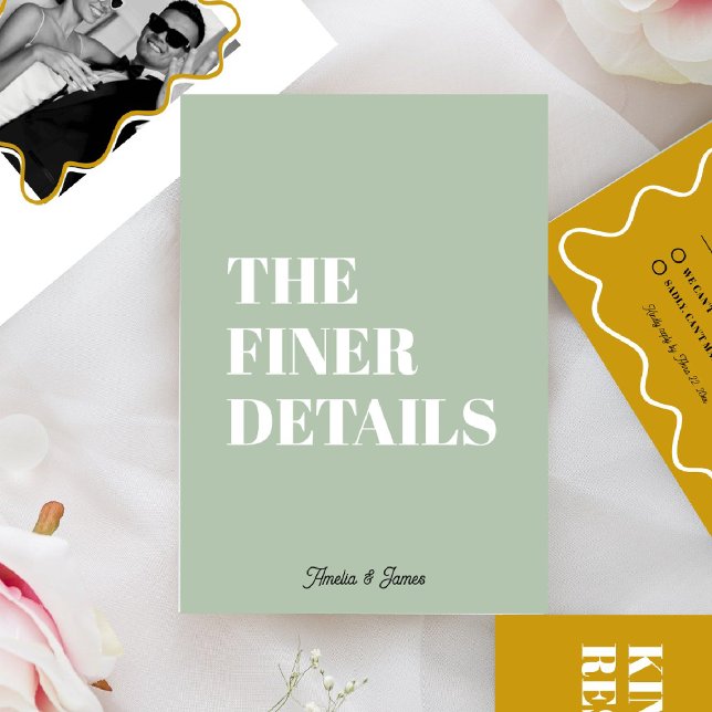 Cartão RSVP Bold Retro Funky Modern Wedn Enclosure Card (Criador carregado)