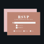 Cartão RSVP Bold Typografia Blush e Terracotta Bat Mitzvah<br><div class="desc">Esta placa de RSVP moderna apresenta uma frente de terracotta chic com um layout minimalista, perfeito para capturar as respostas de seus convidados em estilo. O cartão inclui caixas de seleção para seleções de refeições, fazer fácil de acomodar preferências alimentares. As costas adicionam um rosa macio e complementar para um...</div>