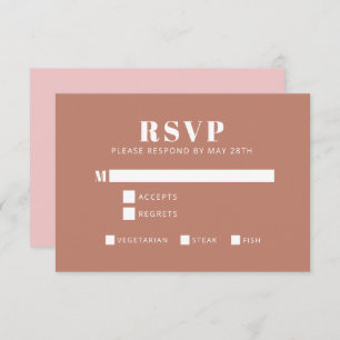 Cartão RSVP Bold Typografia Blush e Terracotta Bat Mitzvah