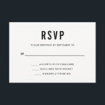 Cartão RSVP Bold Wedding | VP preto e branco e vice-versa sóli<br><div class="desc">Este cartão de resposta do casamento moderno apresenta texto negro e ousado sobre fundo branco.</div>