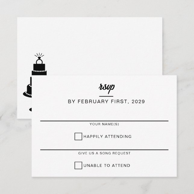 Cartão RSVP Bolo de Casamento (Frente/Verso)