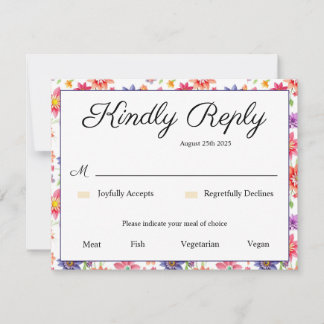 Cartão RSVP Bonito Floral