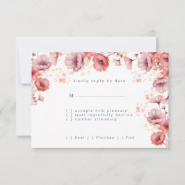 Cartão RSVP Bonito Rosa, Pêssego Fuzz, Casamento de Aquarela