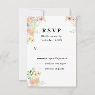 Cartão RSVP Borboleta Amarela do Girassol Casamento no Prado