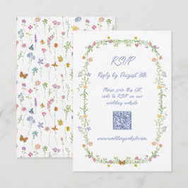 Cartão RSVP Borboleta de Flor Silvestre Caprichosa
