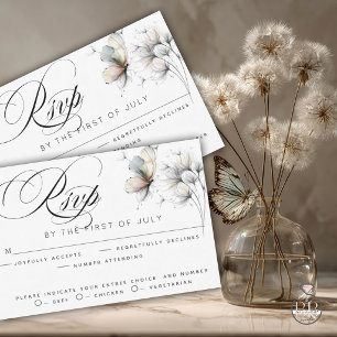 Cartão RSVP Borboleta Elegante e Pastéis de Tinta de Dente-de-