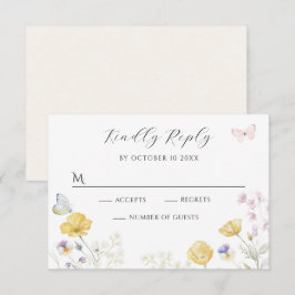 Cartão RSVP Borboleta floral selvagem Elegante