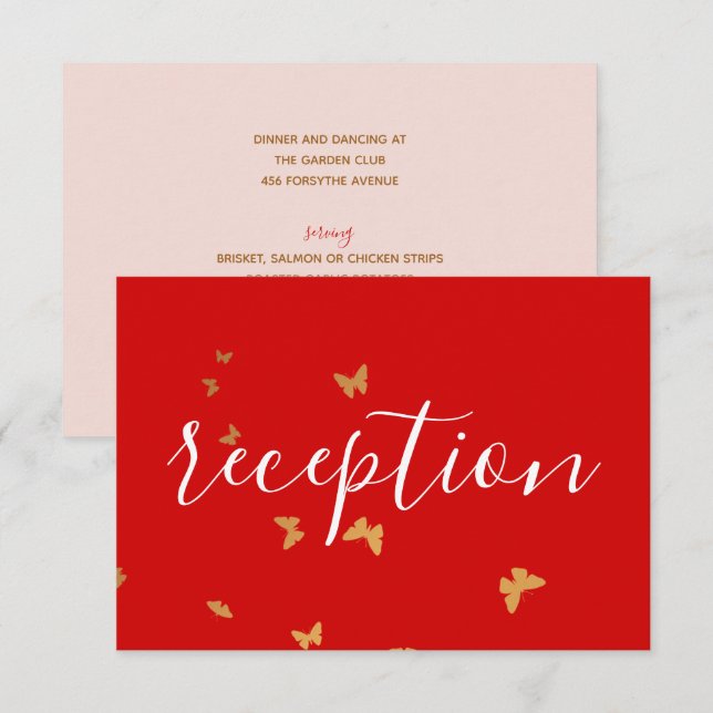 Cartão RSVP Borboletas de Bolo de Casamento (Frente/Verso)