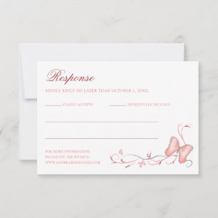 Cartão RSVP Borboletas e espirros cor-de-rosa Quinceanera