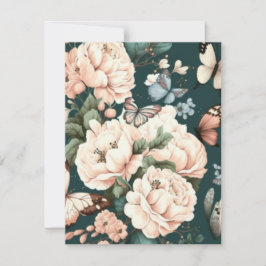 Cartão RSVP Borboletas e flores