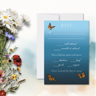 Cartão RSVP Borboletas Monarca Azul Ombre