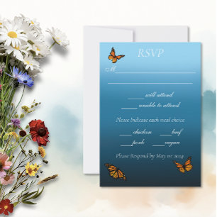 Cartão RSVP Borboletas Monarca Azul Ombre