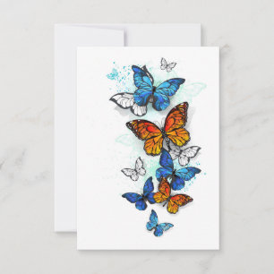 Cartão RSVP Borboletas voadoras Morpho e Monarca