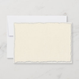 Cartão RSVP Borda Falsa Irregular Ivory Branco Casamento Horiz