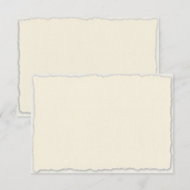 Cartão RSVP Borda Falsa Irregular Ivory Branco Casamento Horiz (Frente/Verso)