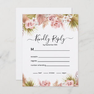 Cartão RSVP Borda Floral do Boho