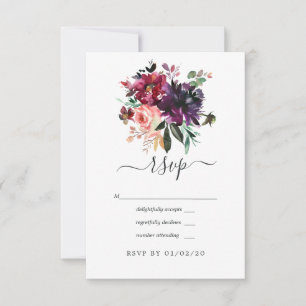 Cartão RSVP Bordeaux - Bordo Floral Wedding