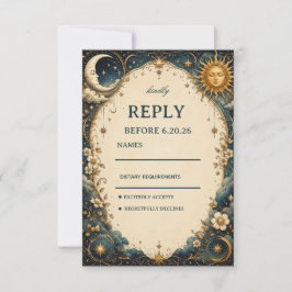 Cartão RSVP Botânica Vintage Celestial