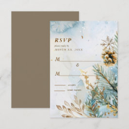 Cartão RSVP Botânicas em Aquarela Casamento de Inverno Acentos