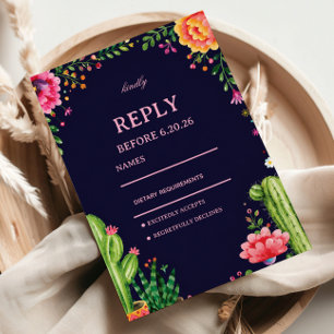Cartão RSVP Botânico Colorido Elegante Floral Mexicano