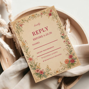 Cartão RSVP Botânico Floral Vintage