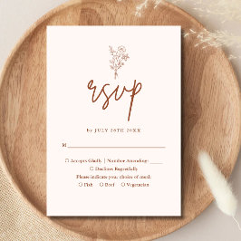 Cartão RSVP Botânicos Minimalistas Boho Terracota Casamento