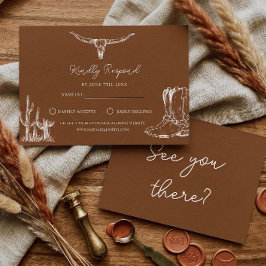 Cartão RSVP Botas Country Western Rústico Deserto Casamento