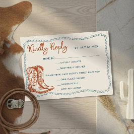Cartão RSVP Botas de Cowboy Ocidentais Escolha de Refeição de