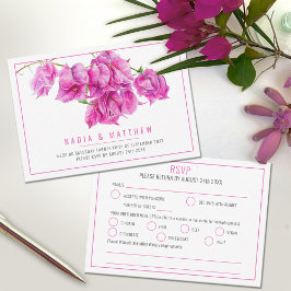 Cartão RSVP Bougainvillea aquarela cor rosa-de-água farinha br