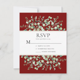 Cartão RSVP Bourgundy Eucalyptus Wedding