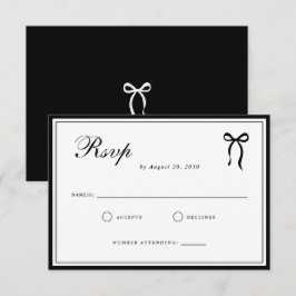 Cartão RSVP Bow Classic Old Money Black & White Wedding