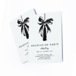 Cartão RSVP Bow Graduation Invitation Girl High School College