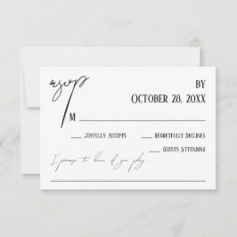 Cartão RSVP Branca de Casamento de Pedido Simples de Música de