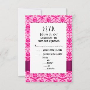 Cartão RSVP Bright Pink damask Formal R.S.V.P.