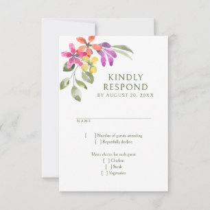 Cartão RSVP Bright Tropical Floral Wedding