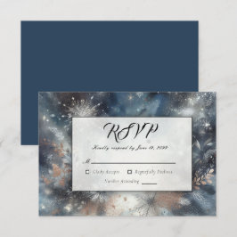 Cartão RSVP Brilho da Meia-Noite de Inverno Celestial Casament