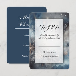 Cartão RSVP Brilho da Meia-Noite de Inverno Celestial Casament