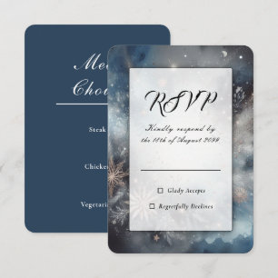 Cartão RSVP Brilho da Meia-Noite de Inverno Celestial Casament
